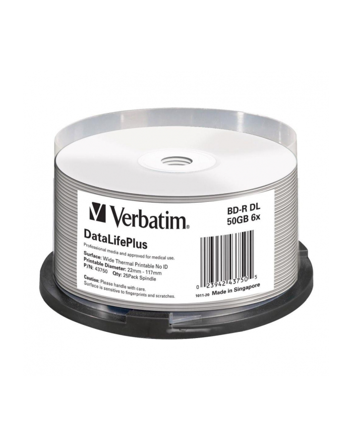 BD-R DL Verbatim 50GB 6x Wide White Thermal Printable - No ID Brand (spindle 25) główny