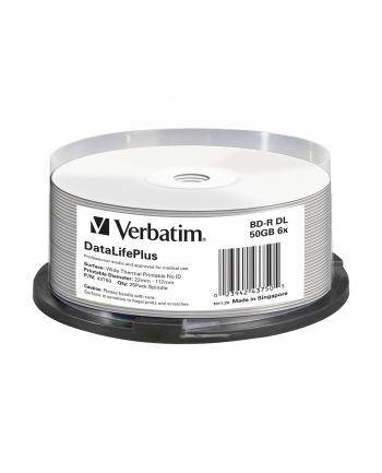 BD-R DL Verbatim 50GB 6x Wide White Thermal Printable - No ID Brand (spindle 25)