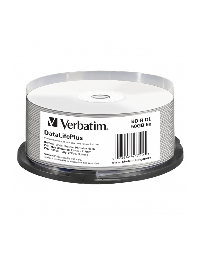BD-R DL Verbatim 50GB 6x Wide White Thermal Printable - No ID Brand (spindle 25) główny