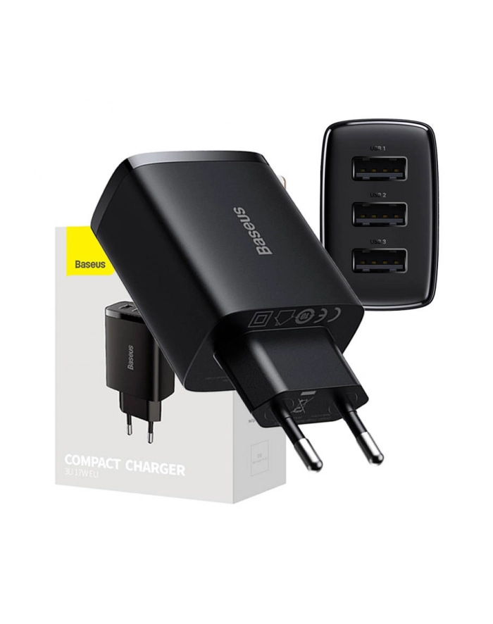 Ładowarka sieciowa Baseus Compact CCXJ020101 z 3 gniazdami USB 17W główny
