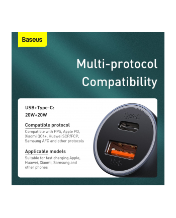 Ładowarka samochodowa Baseus CCJD-0G 40W z gniazdem USB Quick Charge 3.0 + USB-C PD nr 1