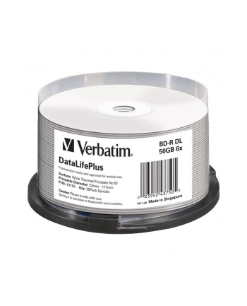 BD-R DL Verbatim 50GB 6x Wide White Thermal Printable - No ID Brand (spindle 25) nr 2