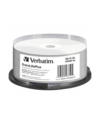 BD-R DL Verbatim 50GB 6x Wide White Thermal Printable - No ID Brand (spindle 25) nr 1