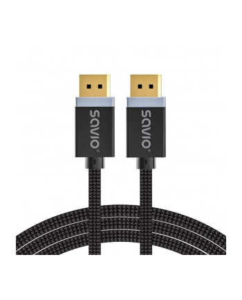 Kabel DisplayPort v1.4 Savio CL-176 (M/M), 8K, 3m, miedź, bawełniany oplot, czarny nr 1