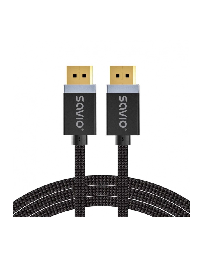  Kabel DisplayPort v1.4 Savio CL-176 (M/M), 8K, 3m, miedź, bawełniany oplot, czarny główny