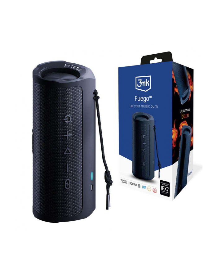 3mk pczerwonyection Głośnik bezprzewodowy 3mk Fuego wodoodporny, Czarny główny