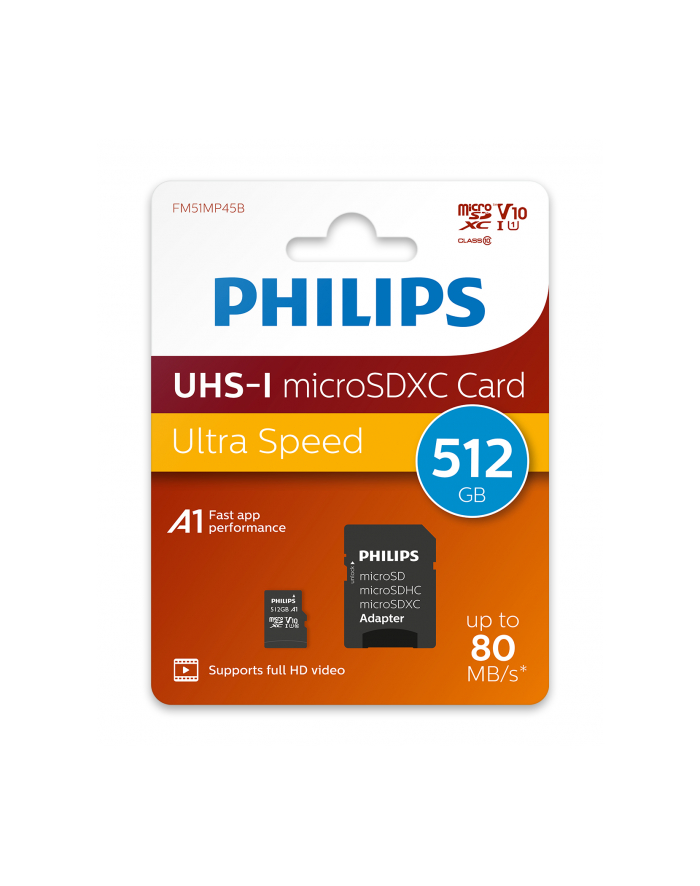 Philips Karta pamięci Class UHS-I U1 SDXC 512GB + Adapter główny