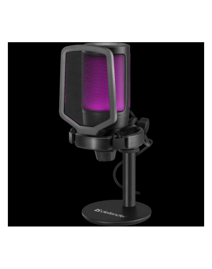 Mikrofon przewodowy Defender IMPULSE GMC 600 ze statywem STREAM strumieniowy RGB USB główny