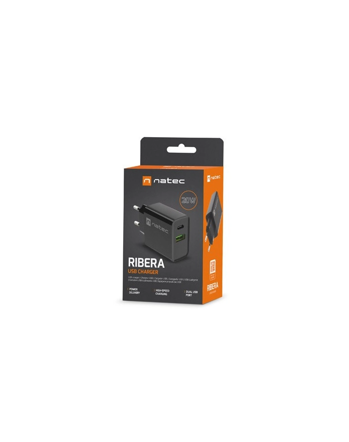 natec Ładowarka sieciowa Ribera 1x USB-A + 1x USB-C 20W Czarna główny