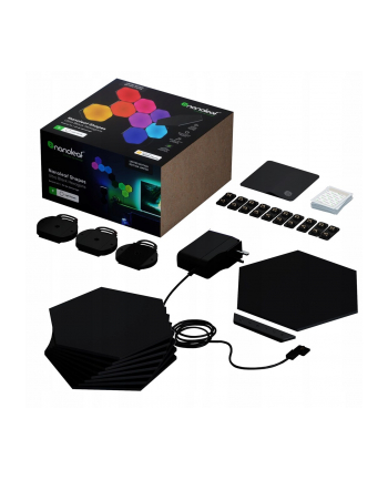 Nanoleaf Shapes Hexagons Ultra Black Starter Kit 9 paneli czarny (NL42-0102HX-9PK)