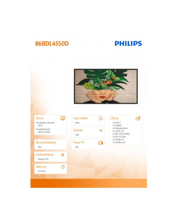 philips Monitor wielkoformatowy 86BDL4550D 85.6 cala