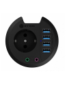 icybox Hub biurkowy IB-HUB1430 80 mm, 4x USB 3.0 Type-A, Audio in /out, kontakt 220V - nr 5