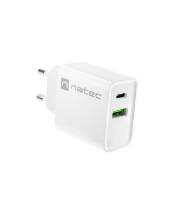 natec Ładowarka sieciowa Ribera 1x USB-A + 1x USB-C 20W Biała