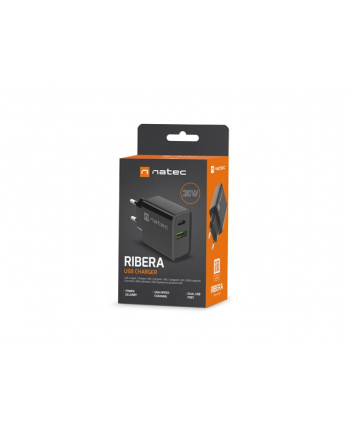 natec Ładowarka sieciowa Ribera 1x USB-A + 1x USB-C 20W Czarna