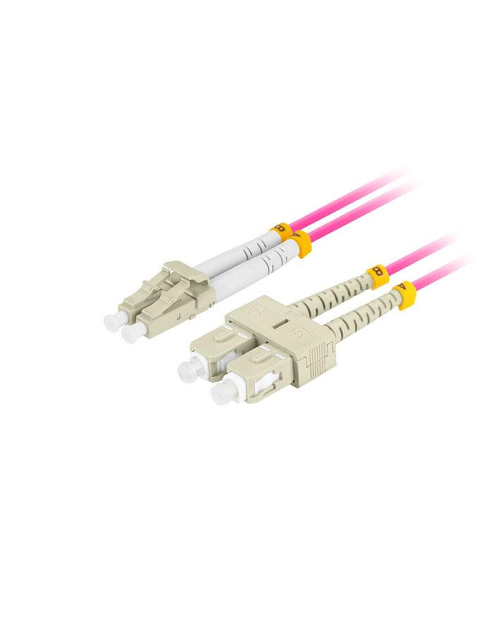 lanberg Patchcord światłowodowy mm lc/upc-sc/upc duplex 3.0mm om4 50/125 0.5m fioletowy główny