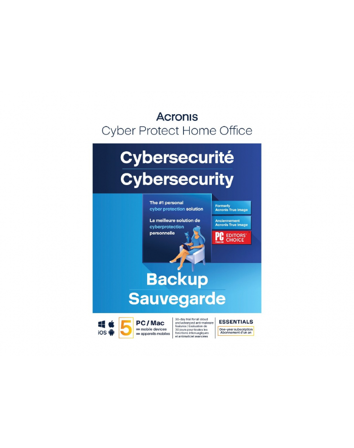 ACRONIS ESD Cyber Pczerwonyect Home Office Essentials Subscription 5 Computers - 1 year subscription główny
