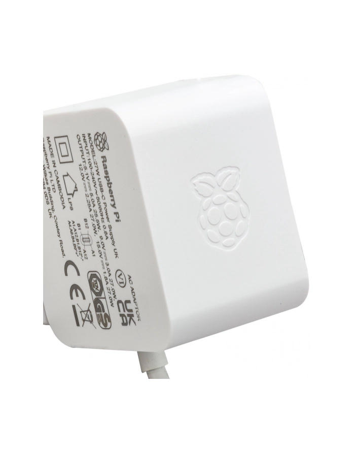 Raspberry Pi 27W USB-C Zasilacz Biały (wersja europejska) główny