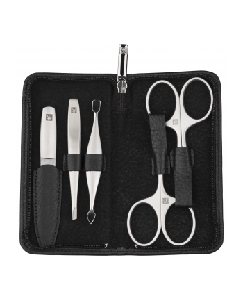 no name Zestaw do manicure Zwilling Twinox – czarne, skórzane etui, 5 elementów - Czarny
