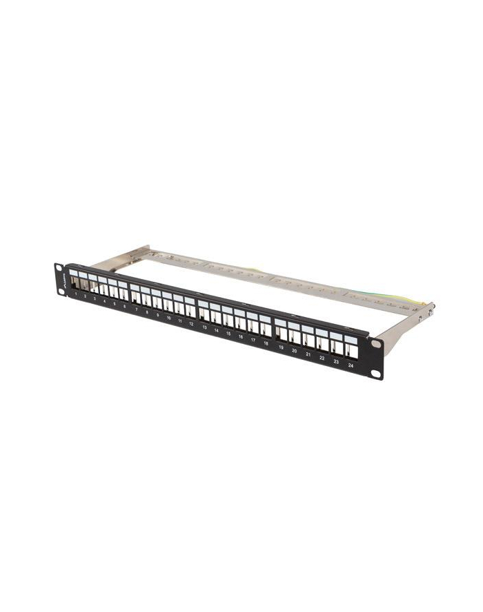 Patch panel pusty Lanberg PPKS-0924-B 24 port 1U 19'' do modułów keystone czarny główny