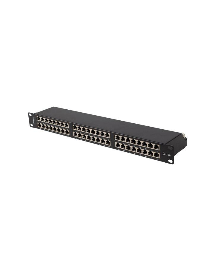 Patch panel Lanberg PPSA-1048-B 48 port 1U 19'' kat.6A FTP ekranowany czarny główny
