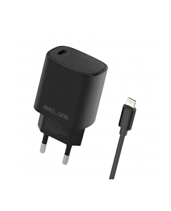 Ładowarka sieciowa Beline 20W 1xUSB-C PD 3.0+kabel Lightning - czarna