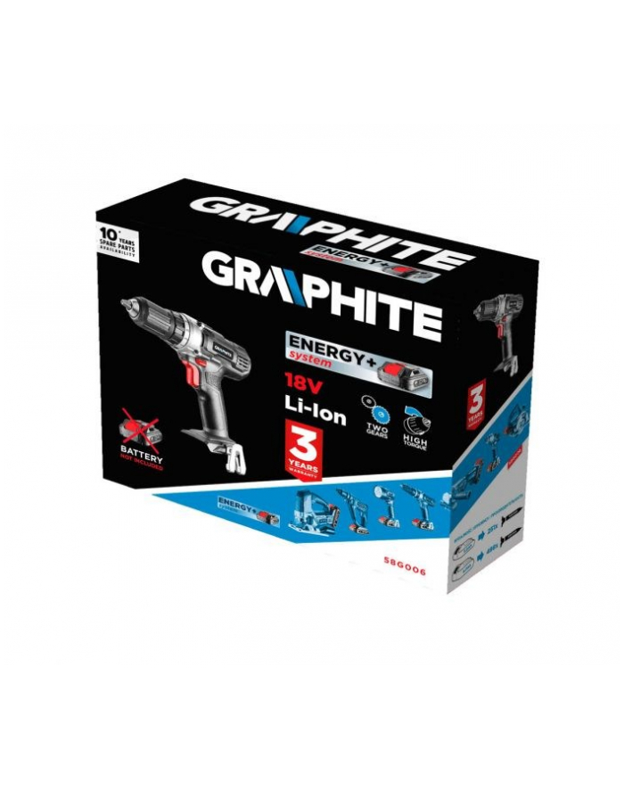Wiertarko-wkrętarka akumulatorowa Energy+ 18V, Li-Ion, bez akumulatora, 58G006 Graphite główny