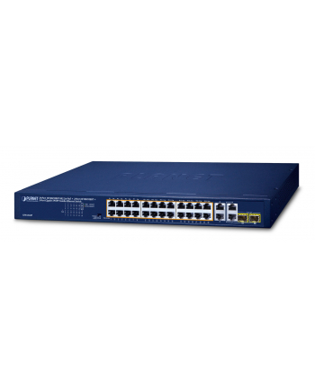Planet 24 Port 10 100 1000T 8023At  Gigabit Ethernet (10 1000) POE 1U Niebieski (GSW2824P)