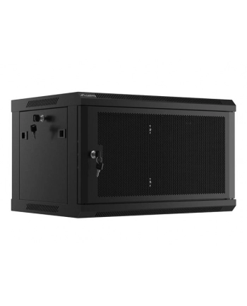 Szafa instalacyjna Lanberg rack wisząca 19'' 6U 600x450 drzwi perforowane czarna (flat pack) nr 1