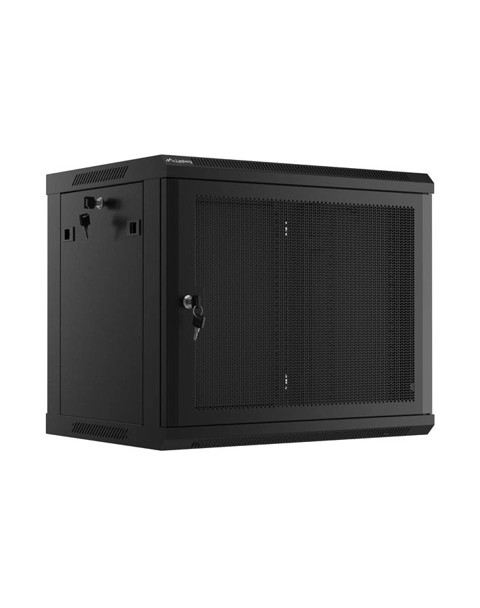 Szafa instalacyjna Lanberg rack wisząca 19'' 9U 600x450 drzwi perforowane czarna (flat pack) główny