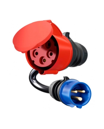 go-e adapter for Gemini flex 22 kW, CEE red three-phase current 32A > CEE blue 16A (Kolor: CZARNY, 30cm) nr 2