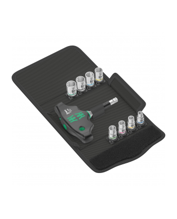 Wera Kraftform Kompakt 400 RA Set 2, with ratchet function, socket wrench (Kolor: CZARNY/green, 1/4, 9 pieces, with ball lock)