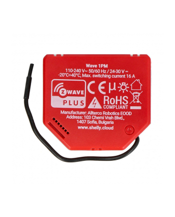 Shelly Wave 1 PM, relay (red, one channel) nr 1