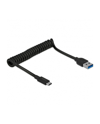 DeLOCK USB 3.2 Gen 2 spiral cable, USB-A male > USB-C male (Kolor: CZARNY, 1.2 meters)