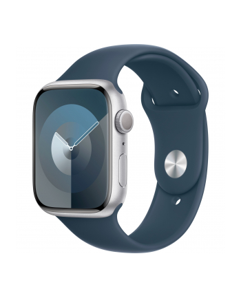 Apple Watch Series 9, Smartwatch (silver/blue, aluminum, 45 mm, sports band)