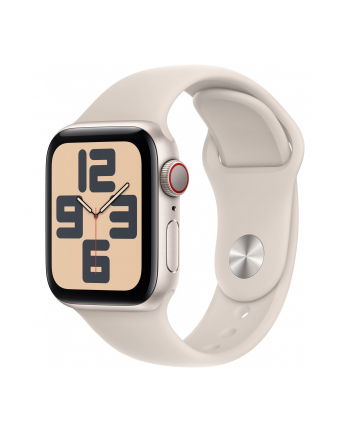 Apple Watch SE (2023), Smartwatch (silver/light beige, 40 mm, sports strap, aluminum, cellular)