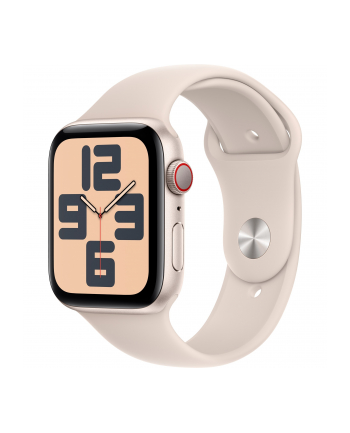 Apple Watch SE (2023), Smartwatch (silver/light beige, 44 mm, sports strap, aluminum, cellular)