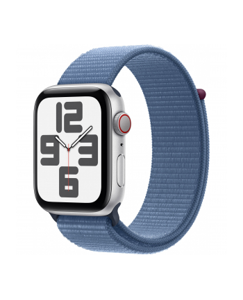 Apple Watch SE (2023), Smartwatch (silver/blue, 44 mm, Sport Loop, Aluminum, Cellular)