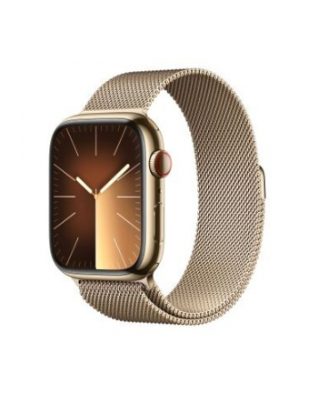 Apple Watch Series 9, Smartwatch (gold/gold, stainless steel, 45 mm, Milanese bracelet, cellular)