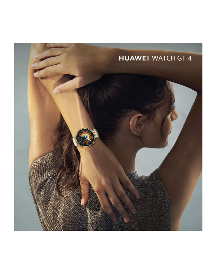 Smartphome Huawei Watch GT4 41mm (Aurora-B19L), smartwatch (gold/Kolor: BIAŁY, Kolor: BIAŁY-brown leather strap) główny