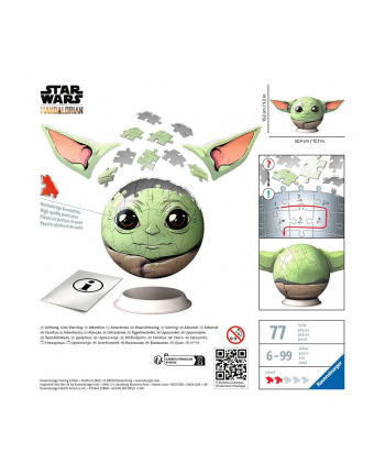 Ravensburger 3D Puzzle Ball Mandalorian Grogu with Ears Puzzle (Pieces 72)