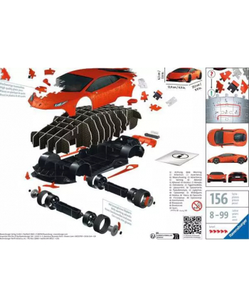 Ravensburger 3D Puzzle Lamborghini Huracán EVO - Arancio (156 pieces)