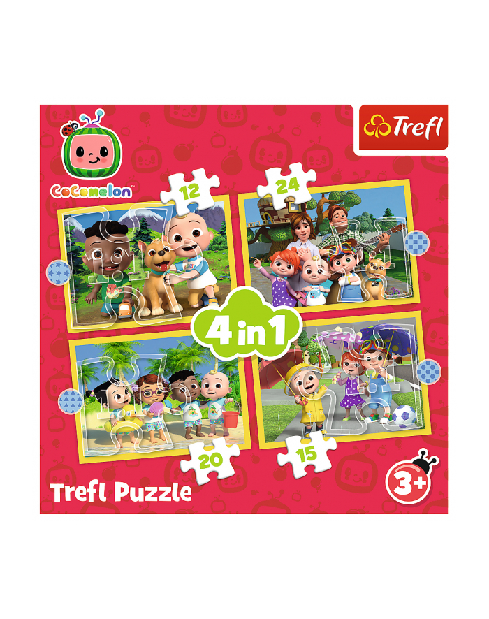 Puzzle 4w1 12,15,20,24el Cocomelon. Poznaj bohaterów 34647 Trefl główny