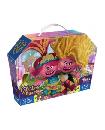 Puzzle 70el glitter w kuferku Brokatowe Trolle. Trolls 3 53021 Trefl