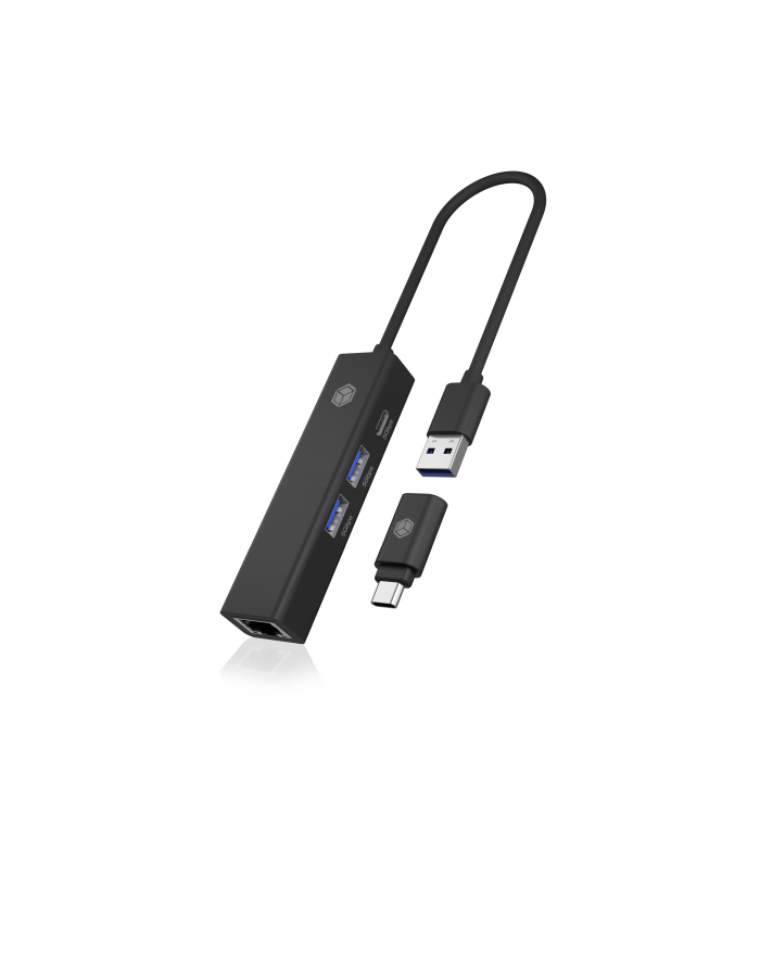 icybox Hub IB-HUB1439-LAN 4w1 HUB, 1x USB-C, 2xUSB-A, 1x LAN główny