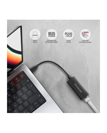 axagon AD-E-ARC Karta sieciowa Gigabit Ethernet adapter, USB-C 3.2 Gen 1, instalacja automatyczna