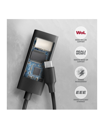 axagon AD-E-ARC Karta sieciowa Gigabit Ethernet adapter, USB-C 3.2 Gen 1, instalacja automatyczna