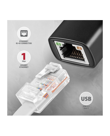 axagon AD-E-AR Karta sieciowa Gigabit Ethernet adapter, USB-A 3.2 Gen 1, instalacja automatyczna