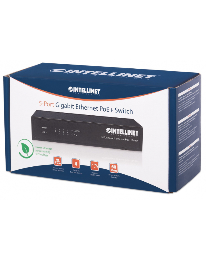 intellinet Switch Gigabit 5 portów RJ45 POE+, desktop główny