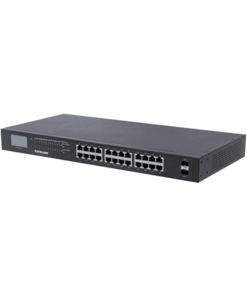 intellinet Switch Gigabit 24x RJ45 PoE+, 2x SFP, wyświetlacz LCD