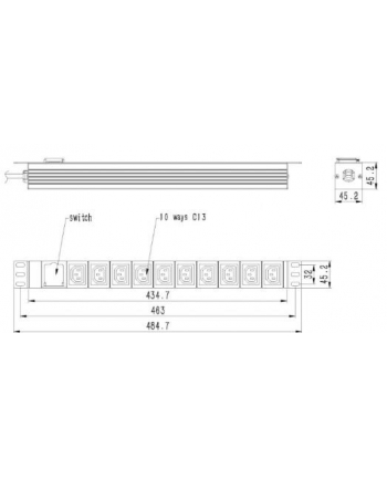 gembird Listwa zasilająca rack PDU 10xC13 1U 16A C19 2m